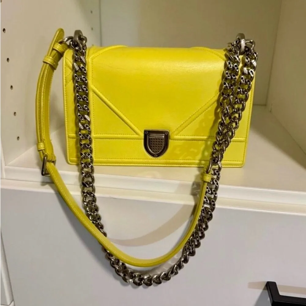 $3350 Dior Diorama Yellow Small Flap Crossbody Bag - Picture 3 of 15